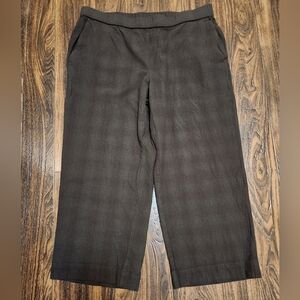 Pendleton 100% Wool Women's XL Green Brown Plaid Wide Leg Pants